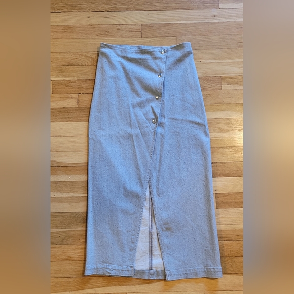 Rita Row Rose Buttoned Denim Skirt - Ice Blue - M - Picture 4 of 5